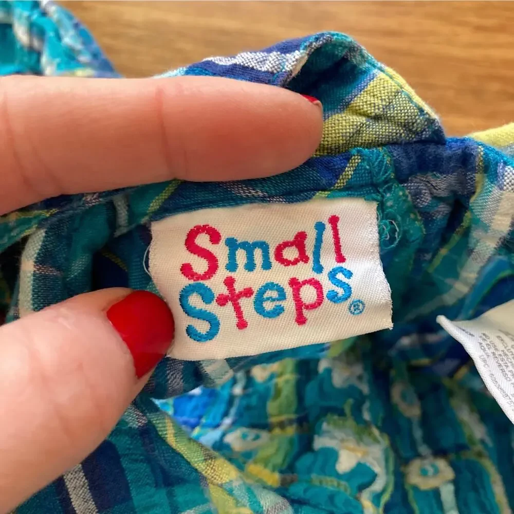 Small Steps Blue & Yellow Plaid Toddler Dress, Size 24M